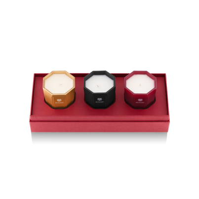Подарочный набор из 3-х свечей Rosso Nobile, Melograno, Ambra