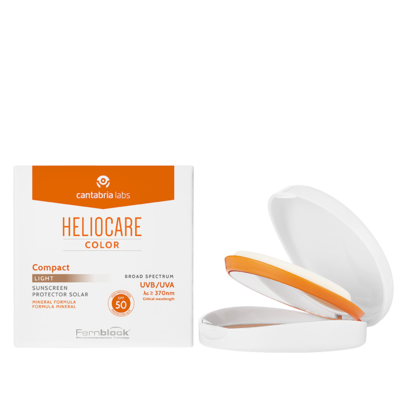 HELIOCARE Color Compact SPF 50 Sunscreen (Cantabria Labs) – Крем-пудра компактная минеральная с СЗФ 50 для сухой и нормальной кожи (Light)